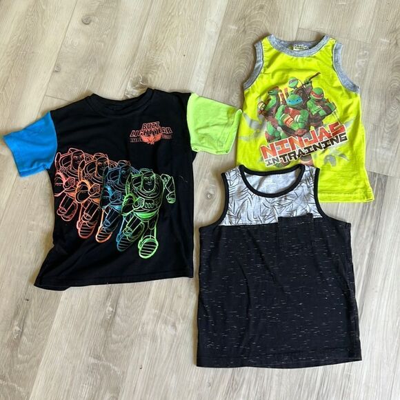 Toy Story Teenage Mutant Ninja Turtles Tshirt Tank Top Bundles Set of 3 Size 5/6 - Picture 1 of 7